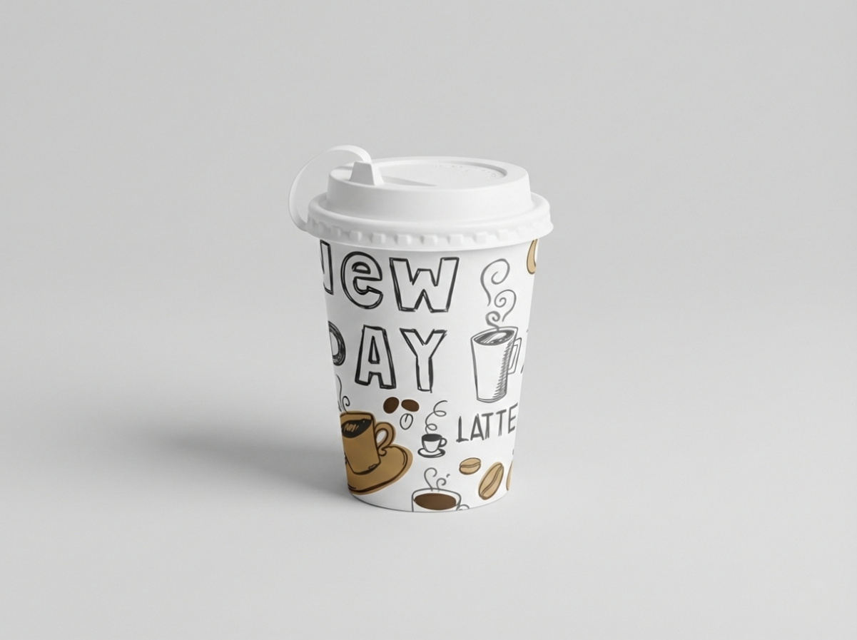 Vaso de papel con tapa para bebidas frías